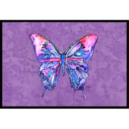Carolines Treasures Carolines Treasures 8860JMAT 24 x 36 in. Butterfly On Purple Indoor Or Outdoor Doormat 8860JMAT
